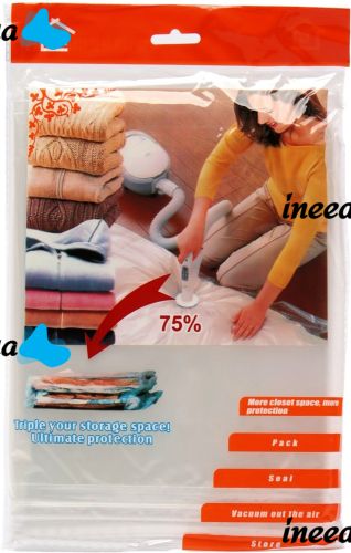 Vacuum bags 80x120 cm for compact storage with a vacuum cleaner valve, reusable transparent bags for packing clothes