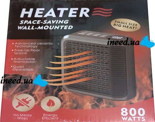 Портативный мини обогреватель в розетку Handy Heater NFJ-08 800W электрический настенный тепловентилятор с дисплеем и пультом от сети AND 032 Черный