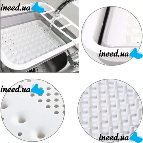 Складная кухонная сушилка для посуды Kitchen Craft Joseph Extend BN-090 раскладная, силиконовая сушка для тарелок и кухонных приборов, поддон
