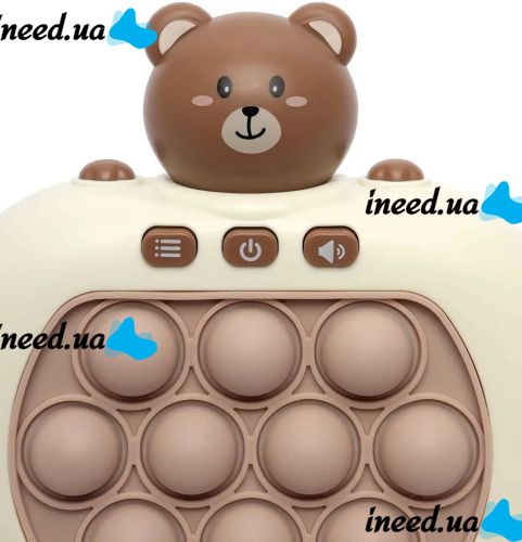 Детская игрушка головоломка Pop It Baby Bear интерактивная электронная приставка антистресс поп ит для снятия стресса на батарейках от 3-х лет