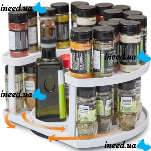 Спецовница Spice Spinner Organizer ZB-918 двухуровневый поворотный органайзер полка для хранения специй, подставка стеллаж для приправ и соусов