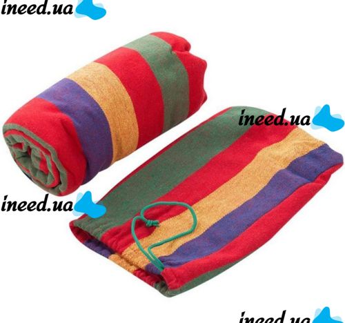Tourist hanging hammock 200x80 cm with a crossbar, Single Brazilian cotton fabric Hammock with a slat for relaxation, cottages with a cover, bag