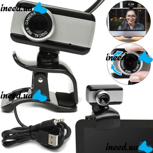 Проводная веб камера с микрофоном Digital HD Camera RD517 640х480 универсальная внешняя USB веб-камера на прищепке для ПК компьютера и ноутбука Черная