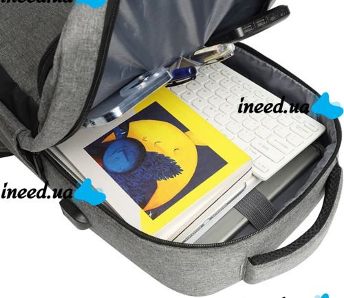 Городской молодежный оксфордский рюкзак Bag BG-40 Серый для ноутбука 15,6" дюйма универсальный мужской с USB и портом для наушников 42Х28 см BG40