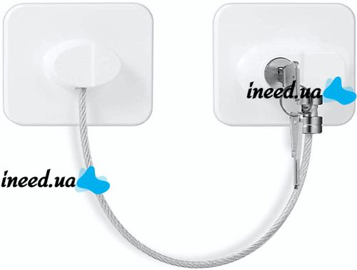 Блокировщик окон с ключом Child Safety Lock AND-93 детский замок безопасности, защита на мебель, шкаф, холодильник, блокиратор с тросом для детей
