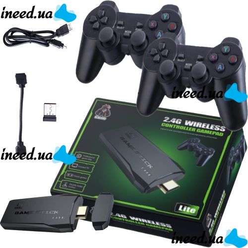 Игровая видео приставка Data Frog Y-3 Lite Green Playstation PS1 с беспроводными джойстиками, HDMI к телевизору 64Гб, 4K 10000 игр Sega Dendy Y3