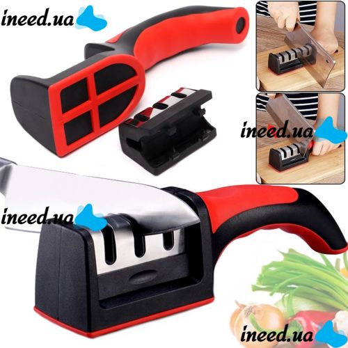 Точилка для кухонных ножей Knife Sharpener RS-168 кухонная ручная ножеточка с ручкой, настольный станок на 3 уровня заточки с полировкой NJ-523