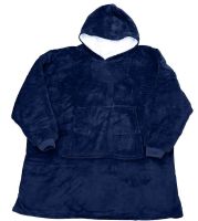 Hoodie Huggle Hoodie Ultra Plush Blanket 2in1 Unisex Oversize Hoodie Sweatshirt Plush Plaid With Fleece Sleeves 74X110 cm Blue