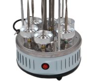 Вертикальная электрическая шашлычница Domotec MS-7782 1000W на 6 шампуров, Настольная Электрошашлычница для дома со съемным поддоном Серебристая