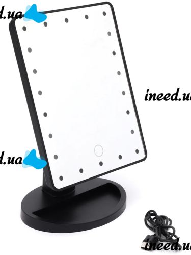 Косметичне сенсорне дзеркало для макіяжу Magic MakeUp Mirror обертається на 180 настільне дзеркало на підставці з підсвічуванням 22 LED USB Чорне