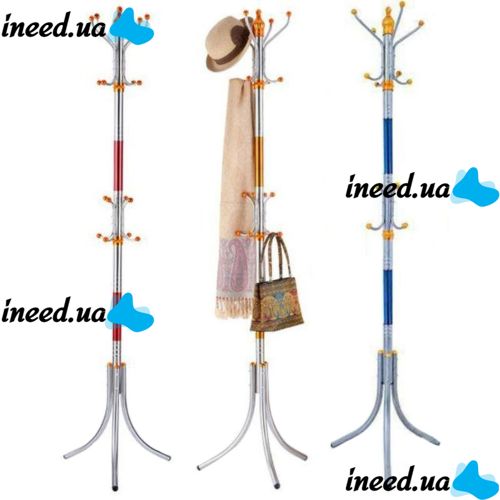 Напольная вертикальная вешалка тренога Coat Rack для верхней одежды 16 крючков, Переносная разборная металлическая стойка для сумочек и зонтов