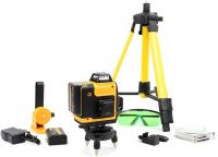 Лазерный уровень DeWalt DCLE34031N 4D 16-линейный зеленый луч на 2 аккумулятора, нивелир для измерения пересечения линий на 360 со штативом в кейсе