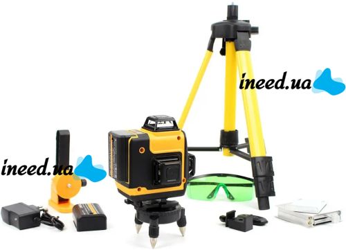 Лазерный уровень DeWalt DCLE34031N 4D 16-линейный зеленый луч на 2 аккумулятора, нивелир для измерения пересечения линий на 360 со штативом в кейсе