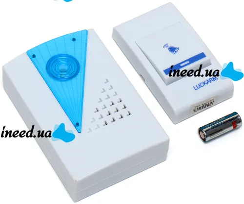 Дверной звонок Luckarm Intelligent D006 от розетки 220V беспроводная кнопка передатчик сигнала и приемник от сети на 38 мелодий для входной двери до 100 м