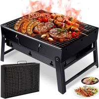Складной BBQ гриль 43 см BBQ Grill Portable TL-372 раскладной переносной мангал на древесных углях и дровах, портативный барбекю чемодан с сеткой