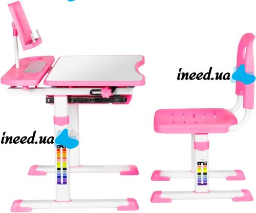Children's desk with chair Bambi M 4818-4 student Desk and Chair with adjustable height and Stand for books from 3 years old NJ-492 Pink