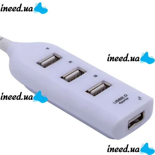 USB хаб Hi-Speed XD4 White на 4 порта, Универсальный разветвитель с 4 выходами концентратор переходник HUB 480 Мбит для компьютера от USB Белый