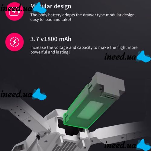 Универсальный дополнительный аккумулятор 4DRC V22 3.7v 1800mAh для квадрокоптера E88, E88 PRO, E99, E525, P5 PRO, Сменная батарея для дрона Черный