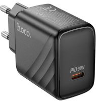 Сетевое зарядное устройство зарядка Hoco CS22A PD30W на один порт Type-C USB-C, Адаптер питания блок Хоко для быстрой зарядки телефона Черный
