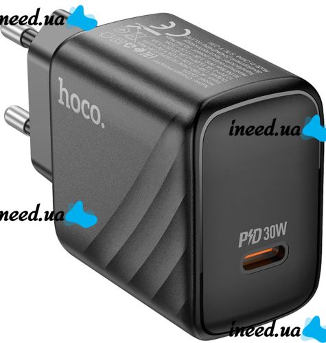 Сетевое зарядное устройство зарядка Hoco CS22A PD30W на один порт Type-C USB-C, Адаптер питания блок Хоко для быстрой зарядки телефона Черный