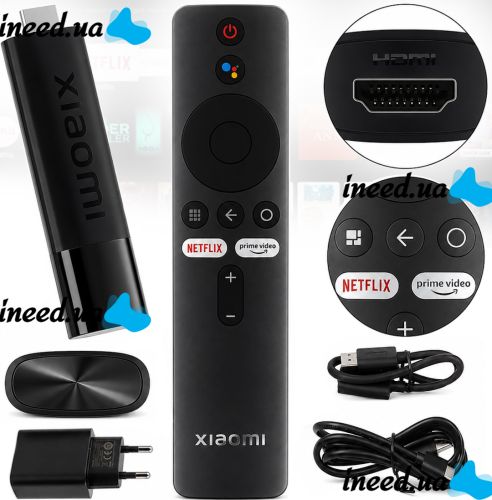 Цифрова ТВ приставка Xiaomi Mi TV Stick MDZ-27-AA 4k Global 2GB / 8GB, медіаплеєр Android 11, Смарт приставка для телевізора з пультом ДУ Чорна