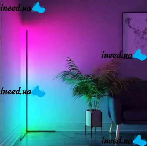 Напольный угловой RGB торшер светильник Nook Lamp 120 см с пультом управления, Угловая светодиодная LED лампа подсветка с разными режимами Черный