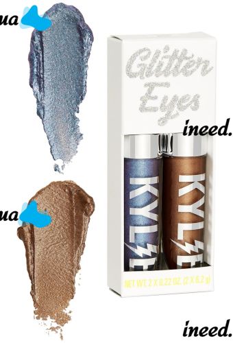 Large Gift set of cosmetics Kylie Weather Collection Blue 13 in 1 Decorative cosmetics for face makeup lipstick, glitter, shadow, eyeliner Blue