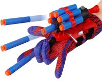 Дитяча іграшка рукавичка бластер Людина павук Spider man gloves з 10 м'якими кулями, Іграшкова зброя пістолет Спайдер мен на руку з барабаном