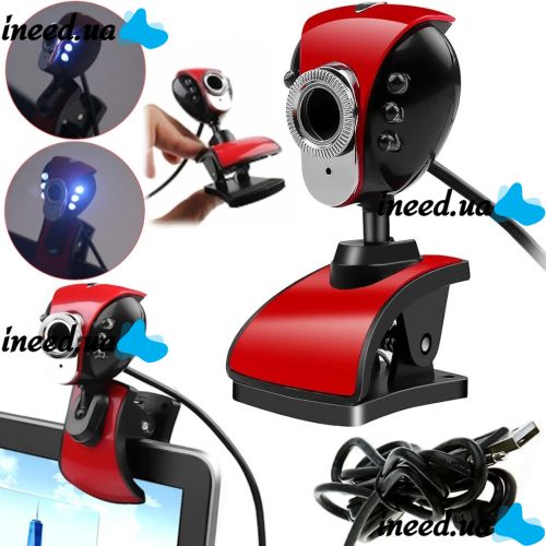 Веб камера с микрофоном Digital HD Camera DG-899 1280х720 универсальная внешняя USB веб-камера на прищепке для ПК компьютера и ноутбука Красная