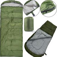 Sleeping Bag Tramp TR-2175 Up to -20 Degrees 210X75 cm Water-repellent Insulated Tourist Winter Sleeping Bag with Hood and Cover Green