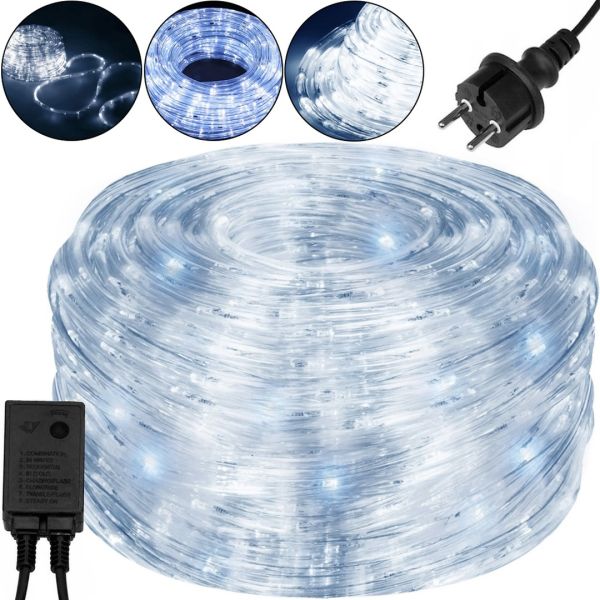 Вулична гнучка гірлянда Дюралайт Springos Rope Lights CL1201 240 ламп 10 м Холодний білий Світлодіодна вологостійка LED гірлянда з контролером