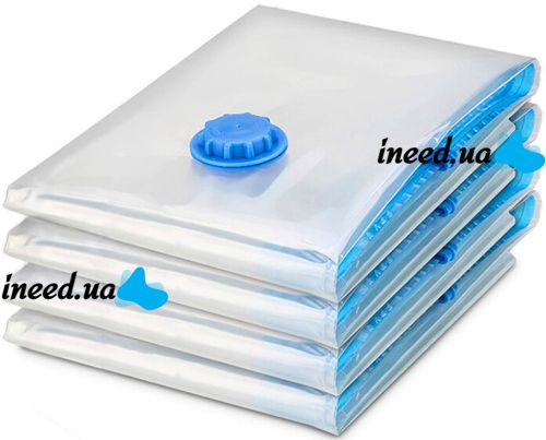 Vacuum bags 80x120 cm for compact storage with a vacuum cleaner valve, reusable transparent bags for packing clothes