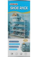 Обувница с полкой для аксессуаров Araqel Shoe Rack стеллаж органайзер для хранения обуви 60х21x78 см металлическая стойка на 5 полок в прихожую Белая