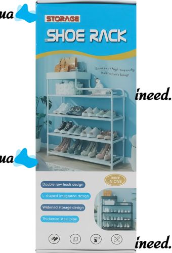 Обувница с полкой для аксессуаров Araqel Shoe Rack стеллаж органайзер для хранения обуви 60х21x78 см металлическая стойка на 5 полок в прихожую Белая