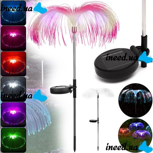 Садовый декоративный RGB фонарь Медуза Solar Lawn Lamp 85 см уличный газонный светильник факел 7 LED цветов на солнечной батареи в землю BL LC7