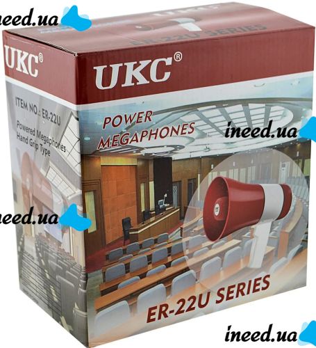 Ручной мегафон рупор 15W UKC ER-22U дальность 200м громкоговоритель на ремне с функцией записи голоса и встроенной сиреной на аккумуляторе ER22U