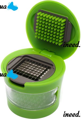 Ручной пресс измельчитель чеснока Garlic Chopper кухонная чеснокодавка для мелких продуктов, чесночница со съемным контейнером и насадками Зеленая