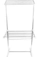 Двухуровневая раскладная сушилка для белья Mobile Folding Racks напольная вертикальная складная вешалка, стойка сушка для одежды до 40 кг Серая