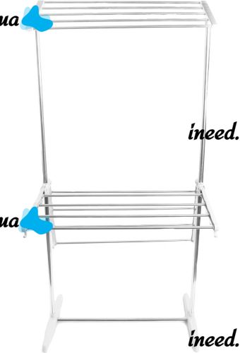 Двухуровневая раскладная сушилка для белья Mobile Folding Racks напольная вертикальная складная вешалка, стойка сушка для одежды до 40 кг Серая