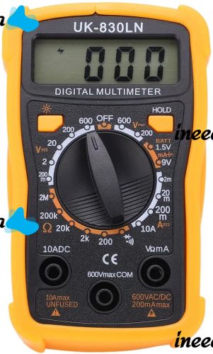 Digital Multimeter Tester Digital UK-830LN DT 830 LNv Universal Handheld Current, Voltage and Resistance Tester with Display DT-830 Yellow