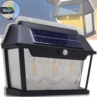 Уличный настенный светильник COBA Solar Wall Lamp HW 999-3W аккумуляторный подвесной фонарь на солнечной батарее с датчиком движения 3 лампы 3 режима