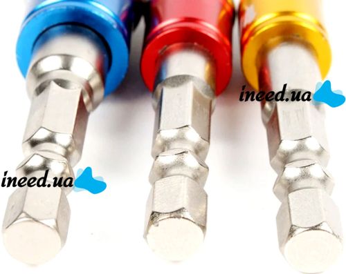 Набор переходников с шестигранным хвостовиком Drillpro 3Pcs 1/2, 1/4, 3/8 дюйма комплект шестигранных насадок бит, торцевые головки для шуруповерта