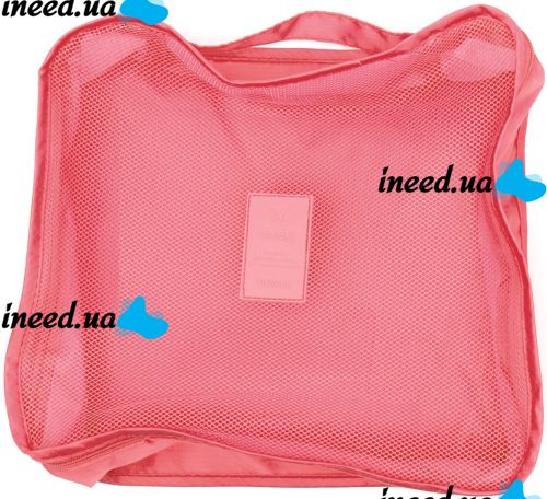 Набір дорожніх сумок органайзерів Secret Pouch 6 штук рожеві, чохли мішки для зберігання одягу у валізі, водонепроникні для подорожей laundry