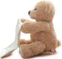 Soft Children's Toy Peekaboo Bear Teddy Bear 33 cm Musical Interactive Playing Hide-and-seek Talking Bear from 6 months Old Peekaboo Beige 