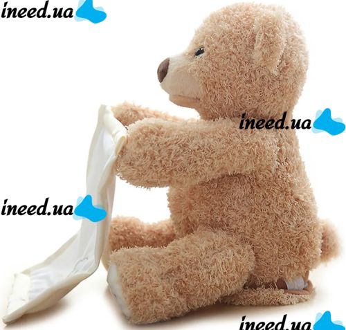 Soft Children's Toy Peekaboo Bear Teddy Bear 33 cm Musical Interactive Playing Hide-and-seek Talking Bear from 6 months Old Peekaboo Beige 