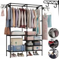 Напольная складная вешалка для одежды Simple Coat Rack Double Row 8518 шкаф органайзер с крючками и шестью полками для обуви, раскладной стеллаж