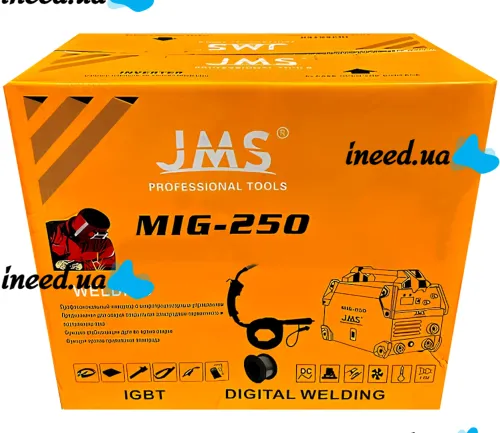 Инверторный сварочный аппарат JMS MIG-250 250A MIG/MAG MMA TIG LIFT цифровой полуавтомат для сварки проволокой и электродом, сварка от сети 220V