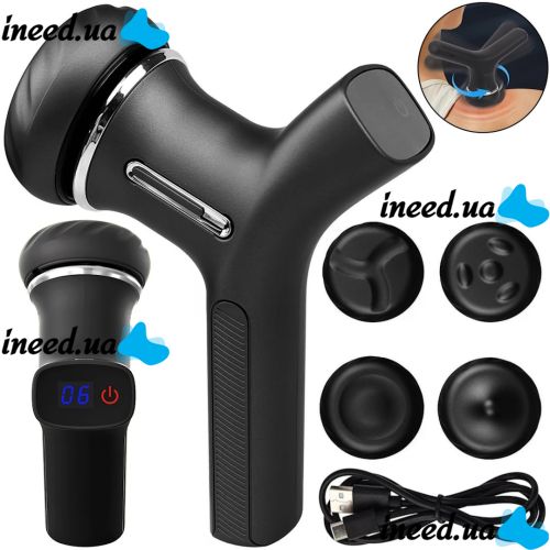 Ручной массажер Vibro Booster Massager GM-263 беспроводной массажный пистолет для всего тела, вибромассажер на аккумуляторе от USB Черный MAG-900