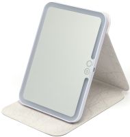 Настольное сенсорное зеркало планшет для макияжа Cosmetic Mirror аккумуляторное косметическое дорожное в чехле со светодиодной подсветкой на подставке