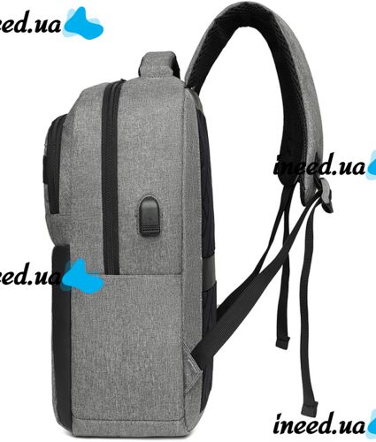 Городской молодежный оксфордский рюкзак Bag BG-40 Серый для ноутбука 15,6" дюйма универсальный мужской с USB и портом для наушников 42Х28 см BG40